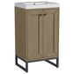 James Martin Vanities Chianti 20" Single Bathroom Vanity in Walnut Whisper and Brushed Nickel with 2 cm White Glossy Composite Stone Top and Rectangular Sink, , large