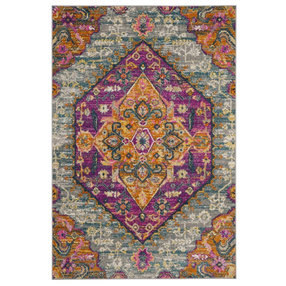 Safavieh Madison MAD119G 5"1" x 7"6" Light Grey and Fuchsia Area Rug, , large