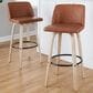 LumiSource Toriano Swivel Bar Stool with Camel Faux Leather Upholstery in Whitewashed and Black (Set of 2), , large