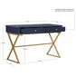 Linon Home Decor Campaign 2-Drawer Desk in Blue and Gold, , large
