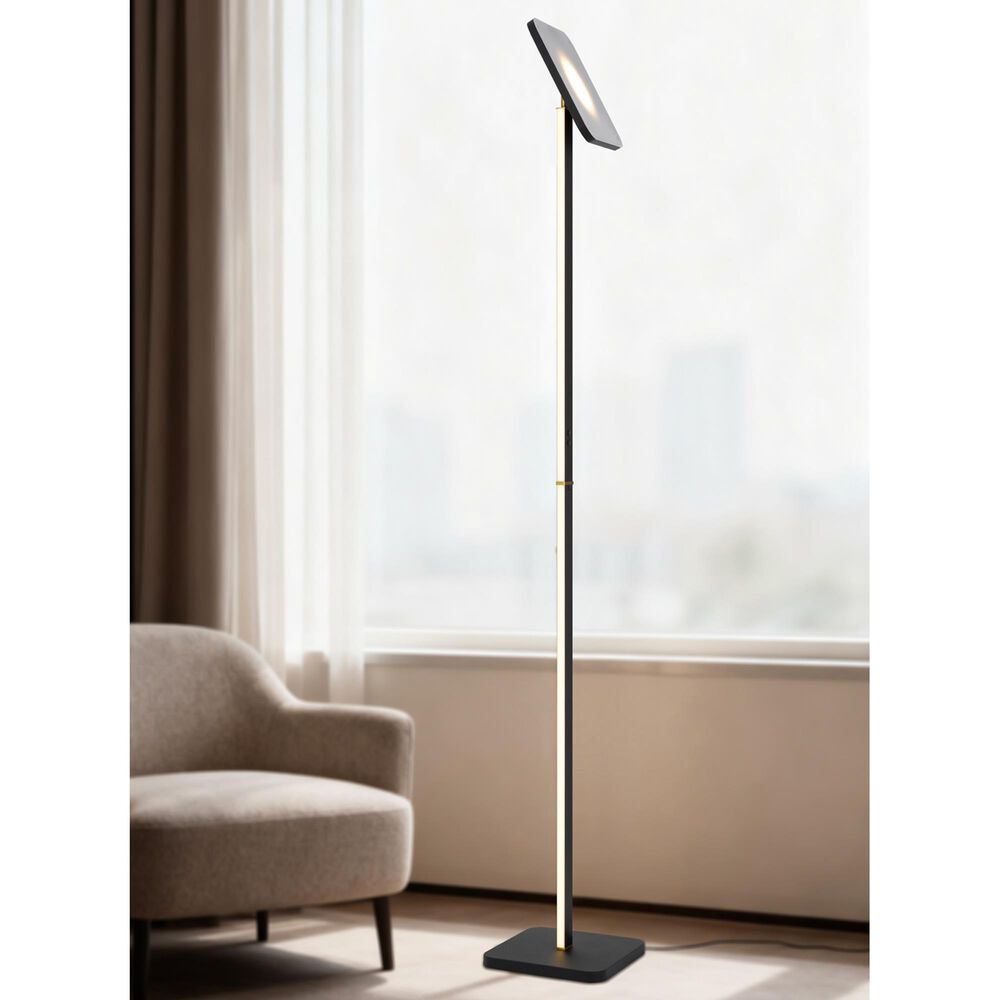Cal Lighting Stratos Torchiere Floor Lamp in Sand Black and Antique Brass, , large
