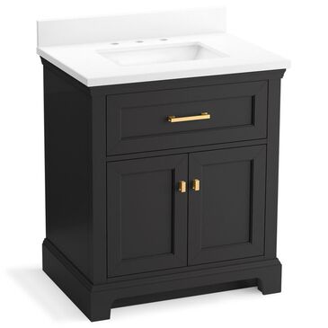 Kohler Charlemont 30" Single Bathroom Vanity in Ferrous Grey with 3 cm White Quartz Top and Rectangular Sink, , large