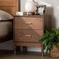 Baxton Studio Mandolin 2-Drawer Nightstand in Ash Walnut and Gold, , large
