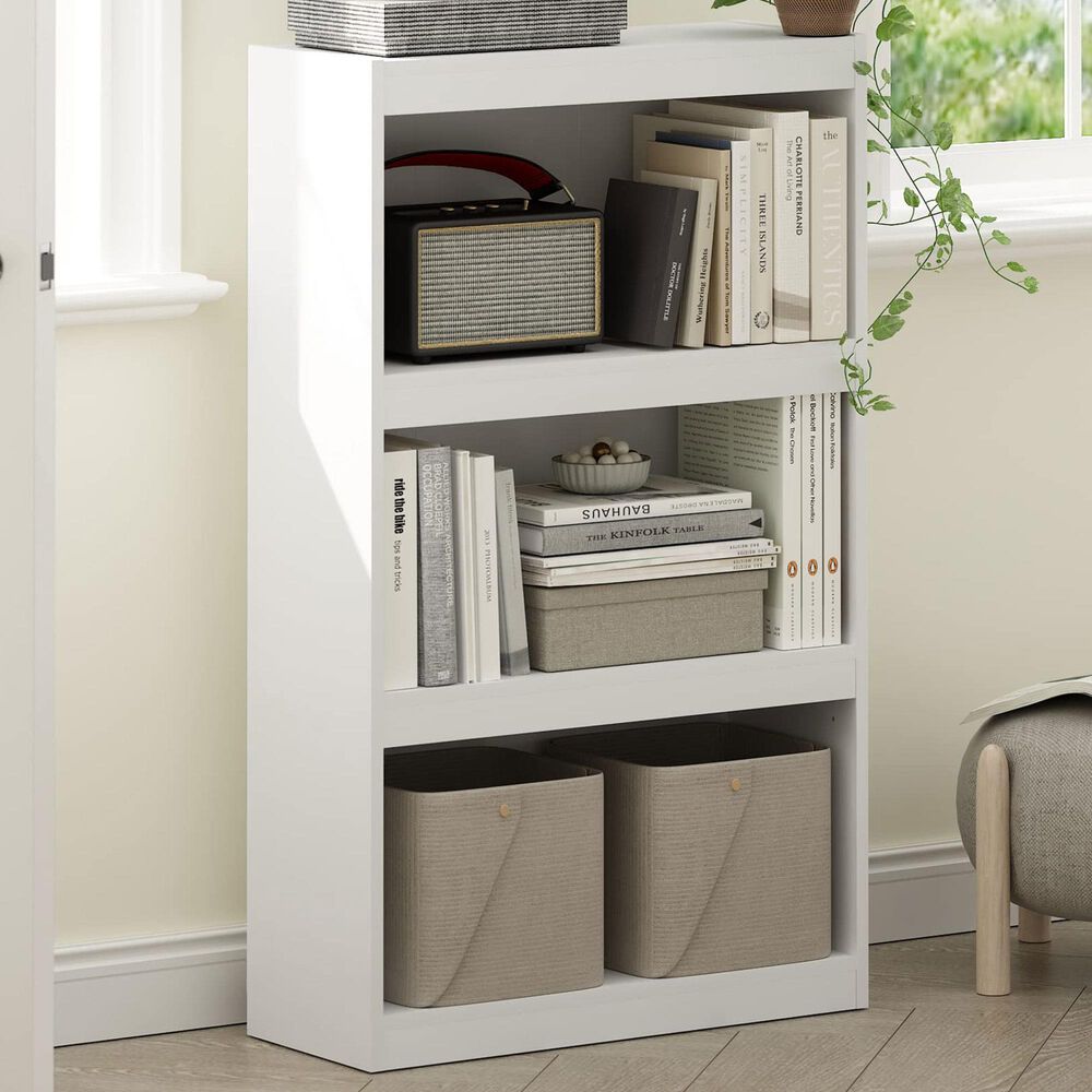 HOMLUX Enhanced Home 3-Tier Adjustable Shelf Bookcase in White, , large