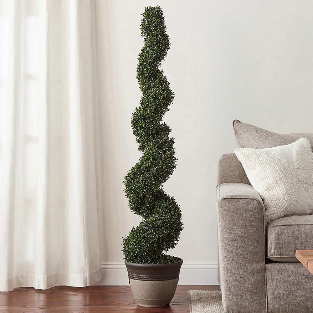 Timberlake Pure Garden Faux Boxwood Spiral Topiary in Forest Green, , large