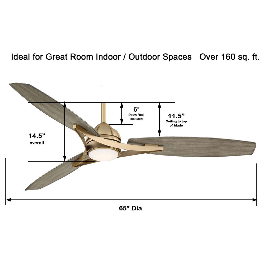 Minka-Aire Molino 65" Indoor/Outdoor Ceiling Fan with LED Light in Soft Brass, , large
