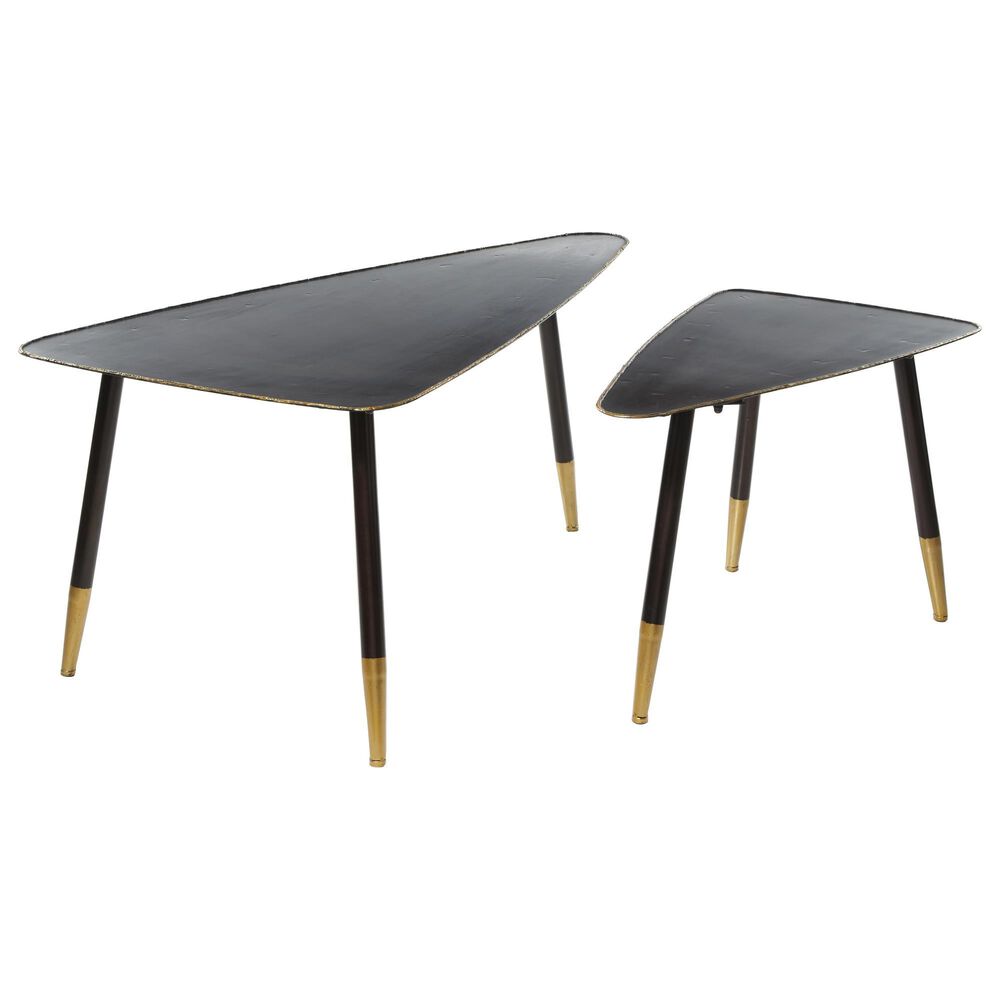 Uma Enterprises Modern Accent Table in Black and Gold &#40;Set of 2&#41;, , large