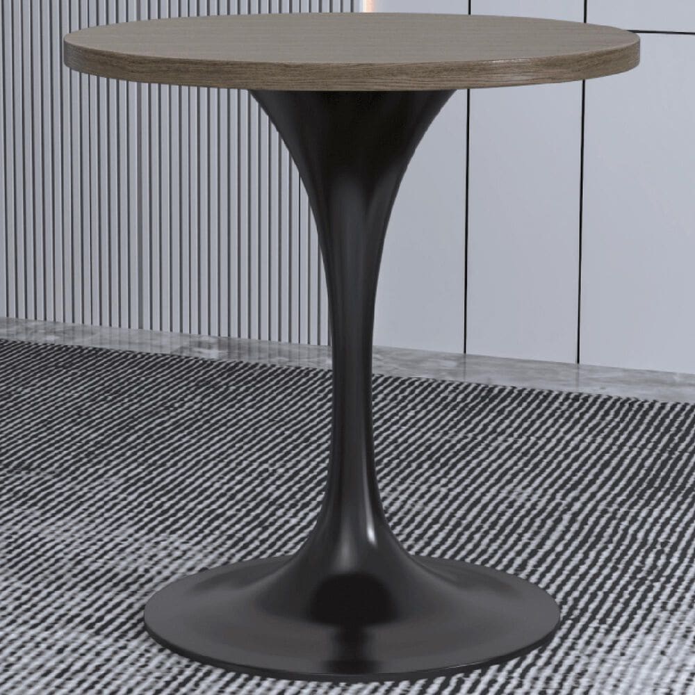 Leisuremod LeisureMod Verve Collection 27 Round Dining Table, Black Base with Dark Maple MDF Top, , large
