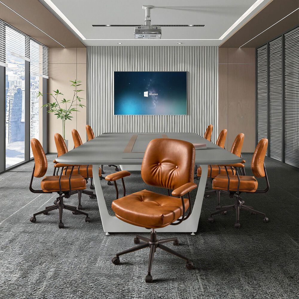HOMLUX Executive Office Chair with PU Fabric Cushion in Brown, , large