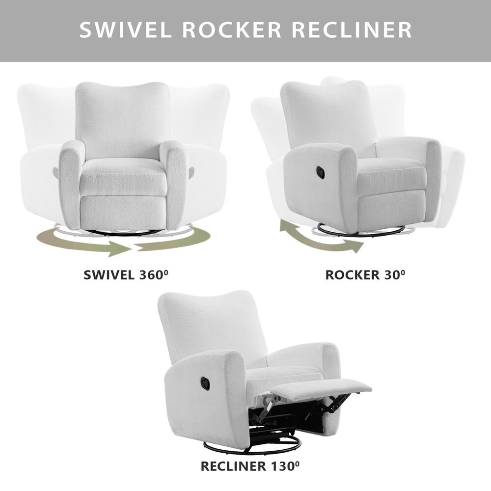 Oxford Baby Synergy Glider Recliner in Plush White, , large