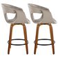 LumiSource Curva 26" Swivel Counter Stool with Light Grey Upholstery in Walnut and Black (Set of 2), , large