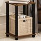 HOMLUX Simplistic 1-Tier End Table in Amber Pine and Black, , large