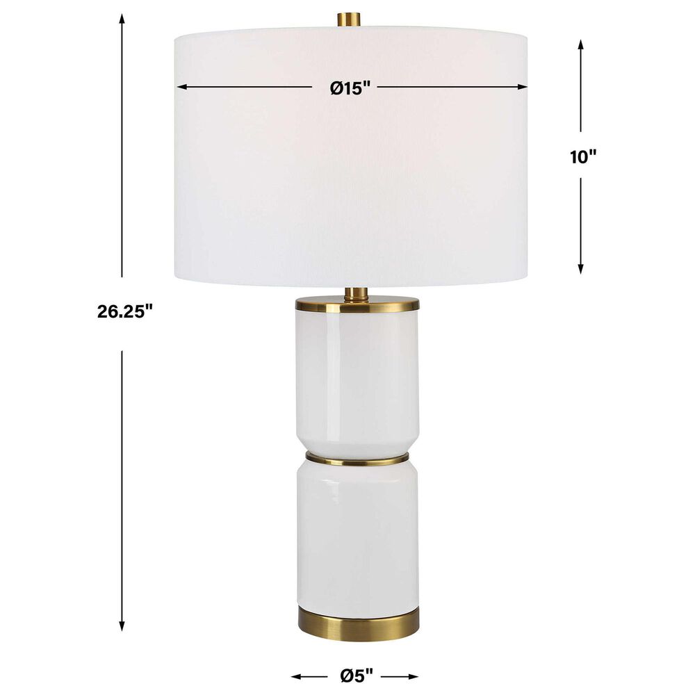 Uttermost Table Lamp in Gloss White and Antique Gold, , large