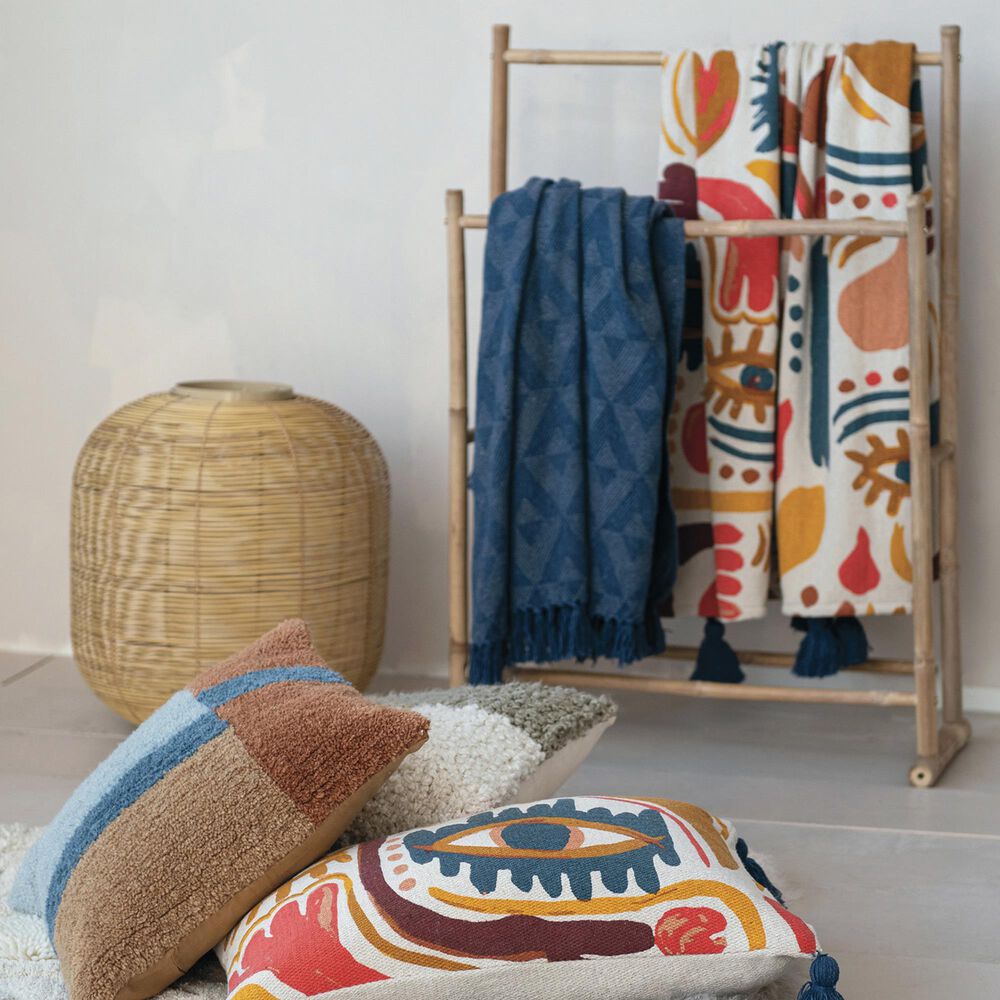 Teak Interiors 50&quot; x 60&quot; Blend Printed Throw in Multicolor, , large