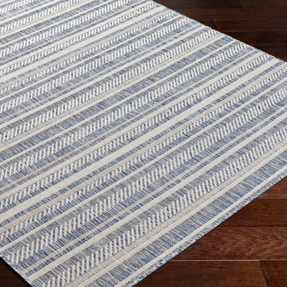 Surya Eagean EAG-2407 Navy, Blue, Pale Blue, Oatmeal, Gray, Off-White and Taupe 5&#39;3&quot; x 7&#39;7&quot; Indoor/Outdoor Area Rug, , large