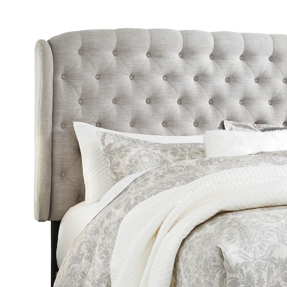 Signature Design by Ashley Jerary Queen Wingback Upholstered Bed in Light Gray, , large