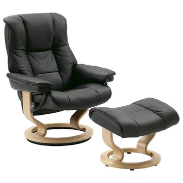 Stressless Mayfair Small Chair and Ottoman in Paloma Black and Natural, , large