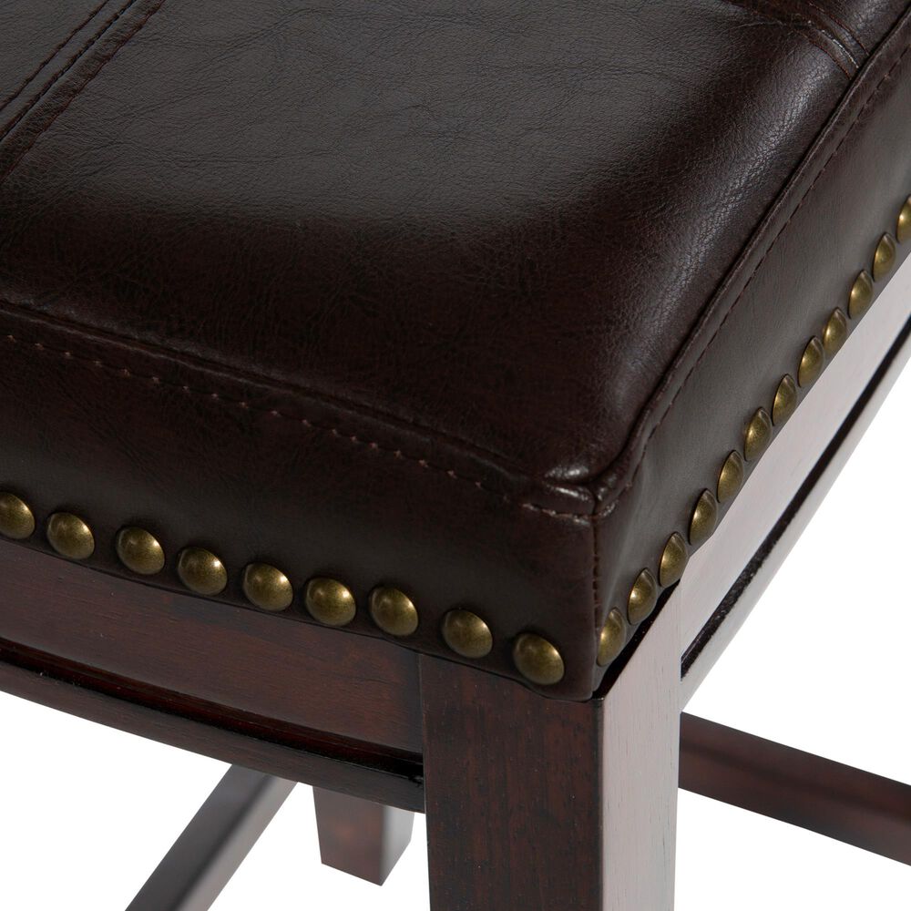 Linon Home Decor Claridge Counter Stool with Brown Cushion in Dark Brown (Set of 2), , large