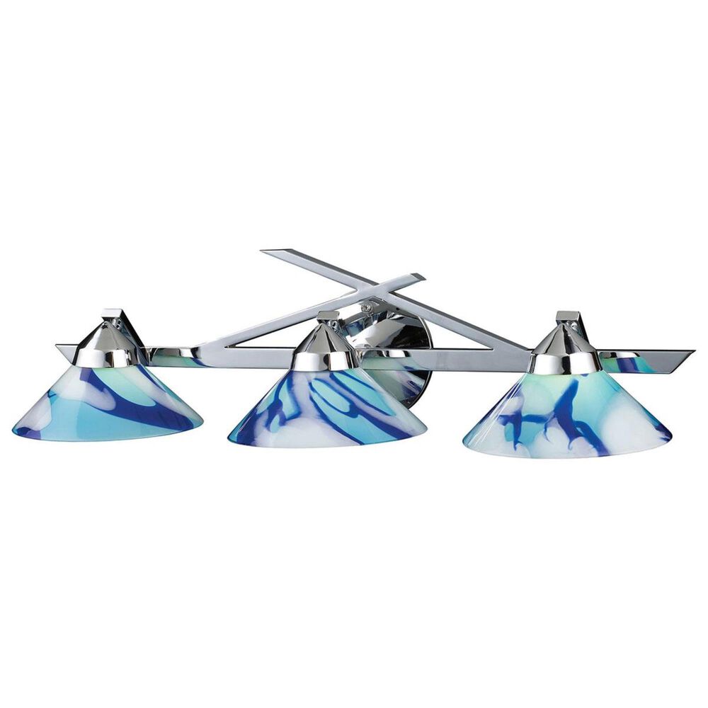 Stein World Refraction 3-Light Vanity In Polished Chrome And Caribbean Glass, , large