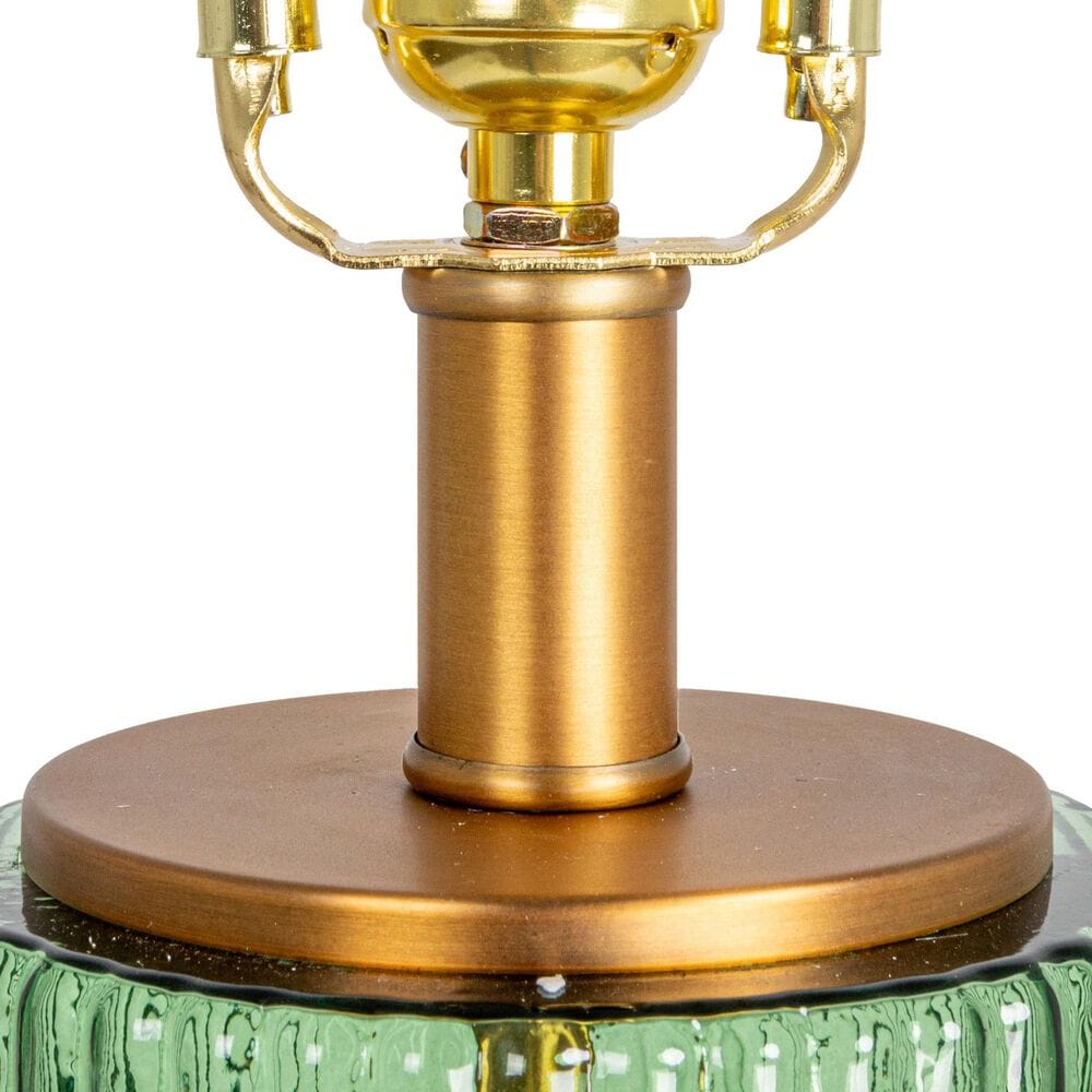 Creative Coop Bernadette Ribbed Glass Table Lamp in Green, , large