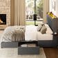HOMLUX Full Upholstered Platform Storage Bed with Headboard Shelf and USB Charging Station in Gray, , large