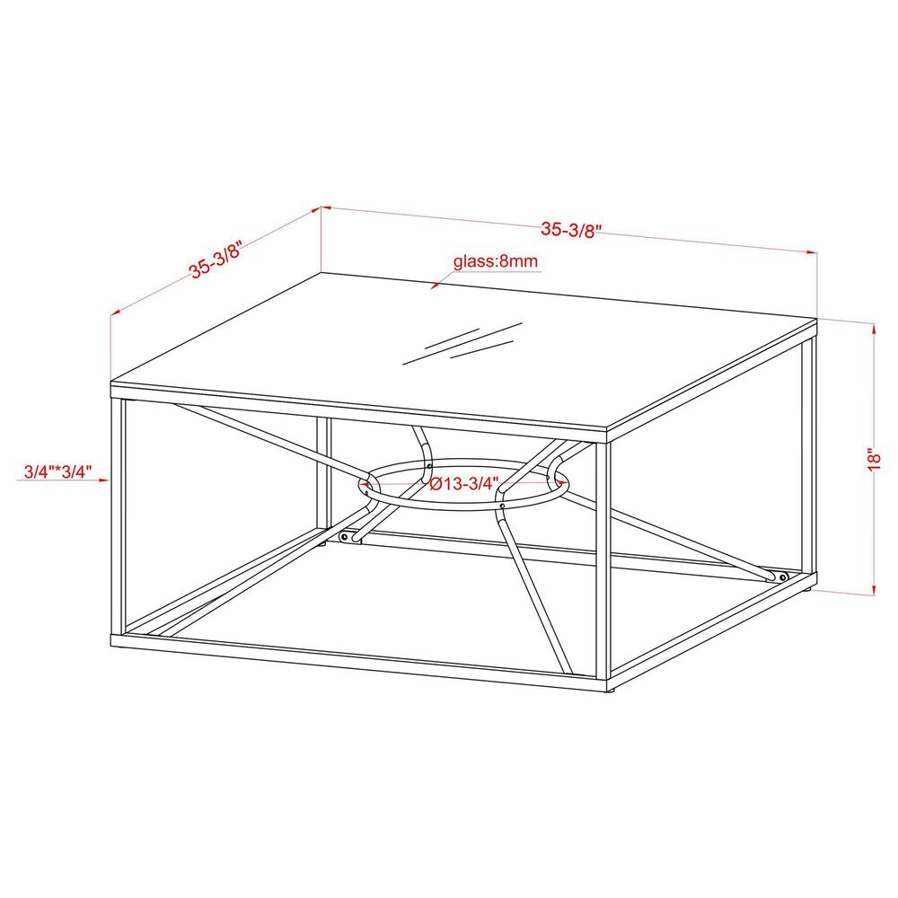 Furniture of America Hough Coffee Table Set in Gold and Clear &#40;Set of 2&#41;, , large