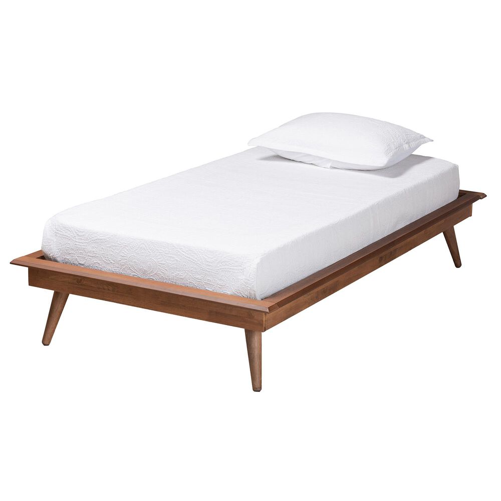 Baxton Studio Karine Twin Platform Bed Frame in Walnut Brown, , large