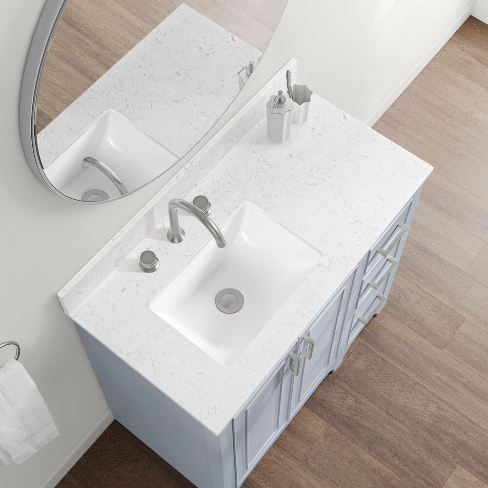 37B Lucerne 36" Single Bathroom Vanity Cabinet in Soft Blue with Marble Top and Backsplash, , large