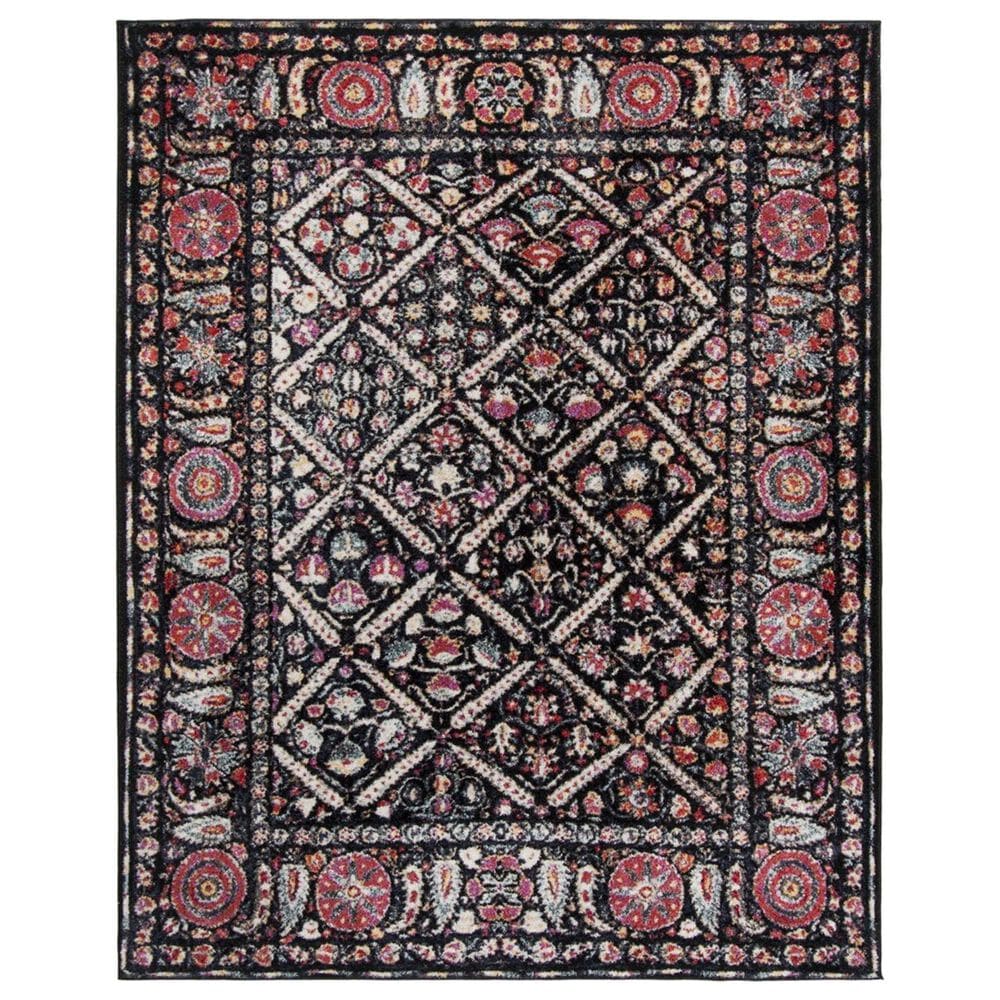 Safavieh Adirondack ADR203Z 9" x 12" Black and Fuchsia Area Rug, , large