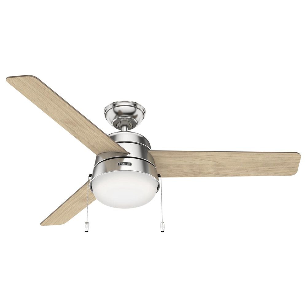 Hunter Aker 52&quot; Ceiling Fan with LED Lights in Brushed Nickel, , large