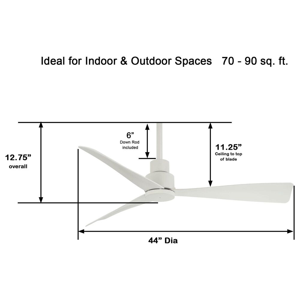 Minka-Aire Simple 44" Indoor/Outdoor Ceiling Fan in Flat White, , large