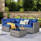 HOMLUX 5-Piece Patio Conversation Set with Grey Wicker in Navy Blue, , large