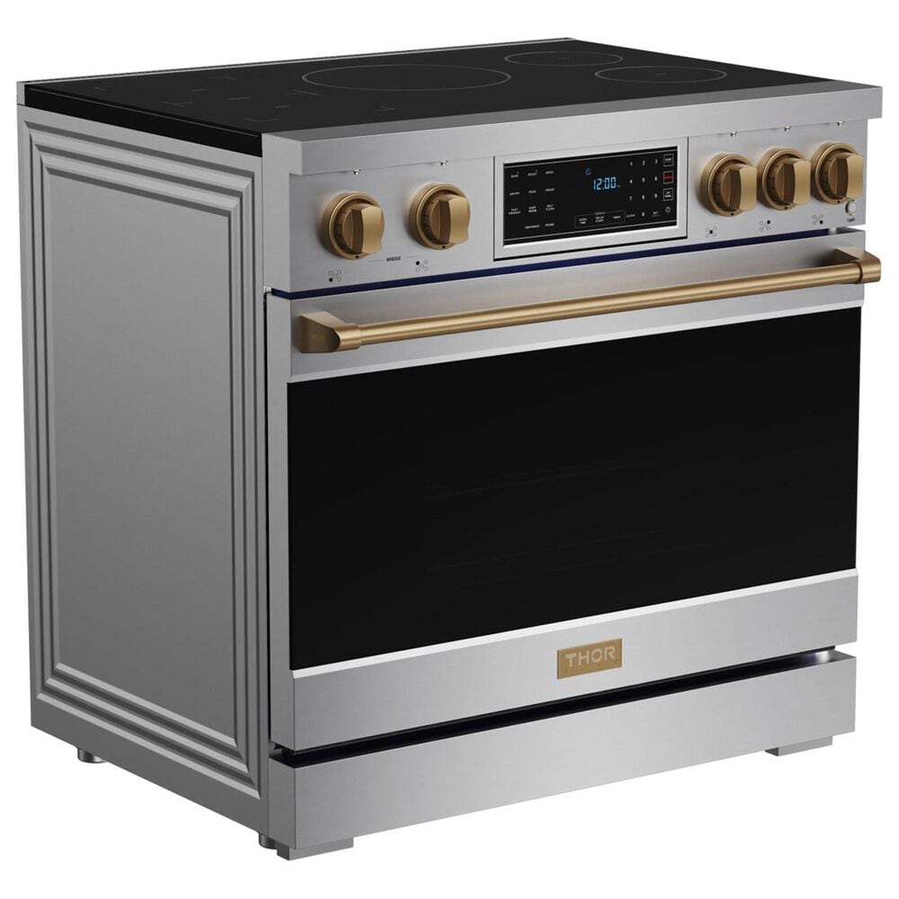 Thor Kitchen Gordon Ramsay 6.0 Cu. Ft. Professional Induction Range with Bronze Color Kit Assembly in Stainless Steel, , large