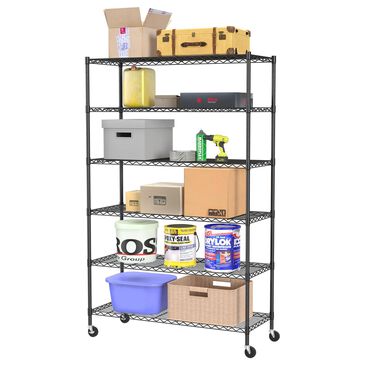 Furniture of America Pitts 6-Tier Storage Shelf in Black, , large