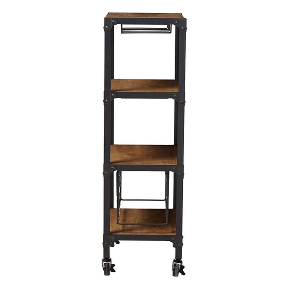 Baxton Studio Swanson Kitchen Storage Shelf in Antique Black and Brown, , large