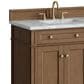 James Martin Brittany 72" Double Bathroom Vanity in Pecan with 3 cm Carrara Marble Top and Rectangular Sinks, , large