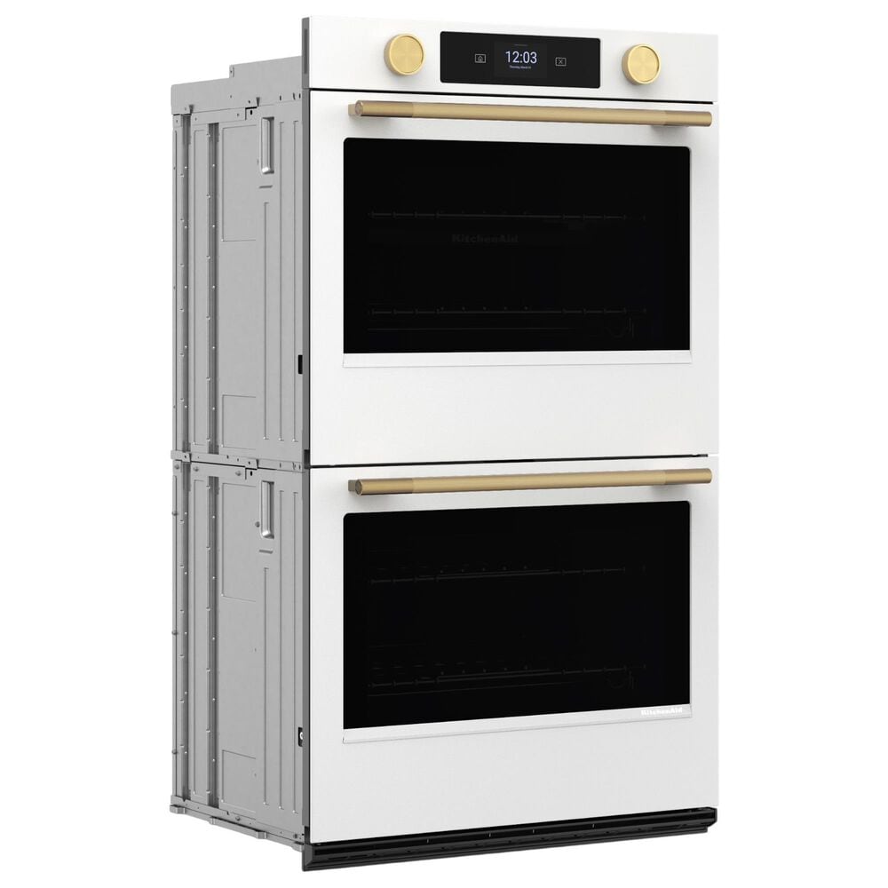 KitchenAid 30" Smart Double Wall Oven with Assisted Cook Cycles in Porcelain White, , large