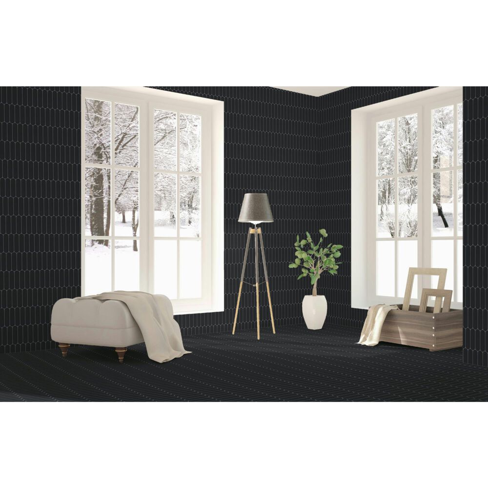 Dal-Tile Artefino Element Charcoal 1.5" x 6" Capsule on 12" x 13" Porcelain Mosaic Sheet, , large