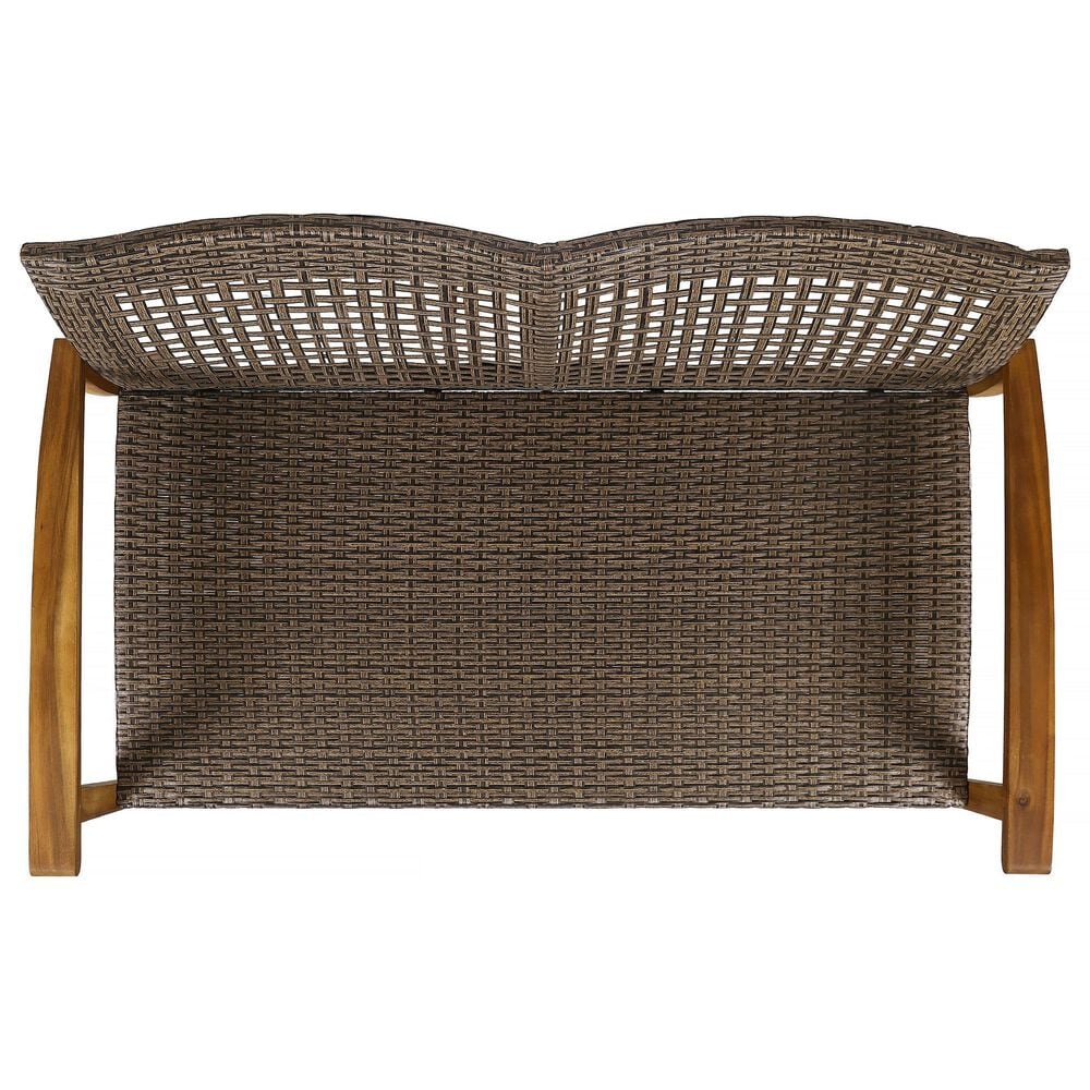 Hearth and Haven Hampton Outdoor Loveseat in Dark Natural, , large