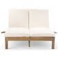HOMLUX Patio 2-Person Chaise Lounge with Folding Side Tables and Light Teak Frame in Beige, , large