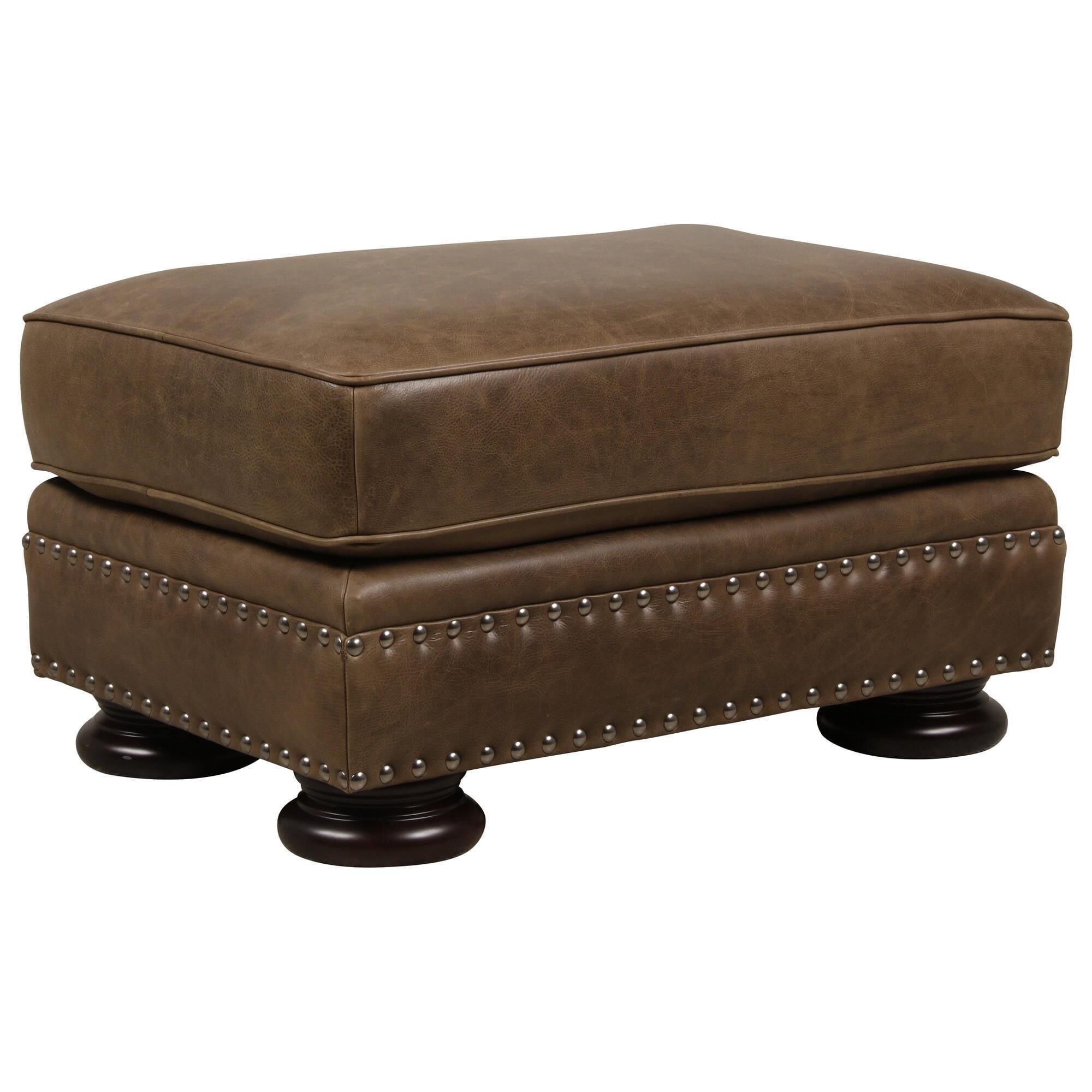 Bernhardt Foster Leather Ottoman in Mocha NFM