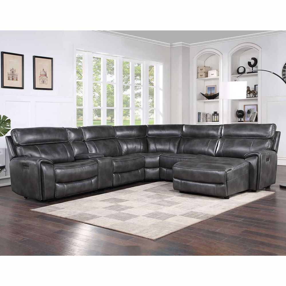 Steve Silver Provo 6-Piece Dual Power Chaise Sectional in Smoked Grey, , large