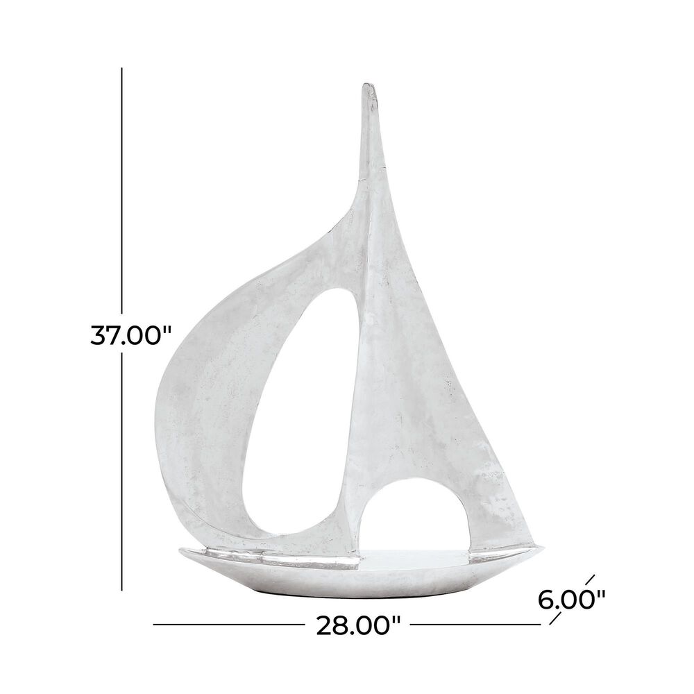 Maple and Jade Sail Boat Decorative Sculpture in Satin Silver, , large