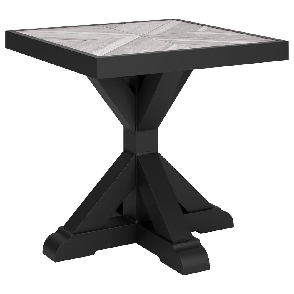 Ashley Beachcroft Square End Table in Black and Light Gray, , large