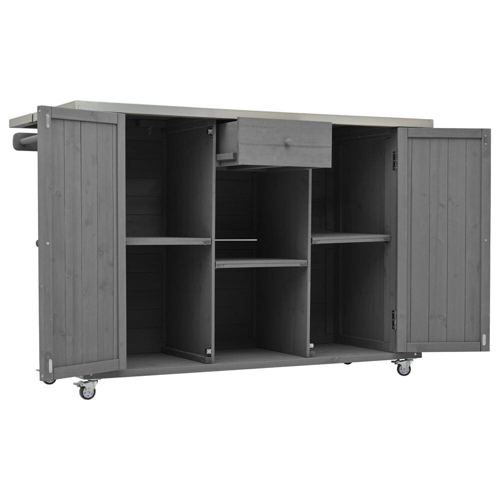 Hearth and Haven Outdoor Kitchen Island with Stainless Steel Top in Grey, , large