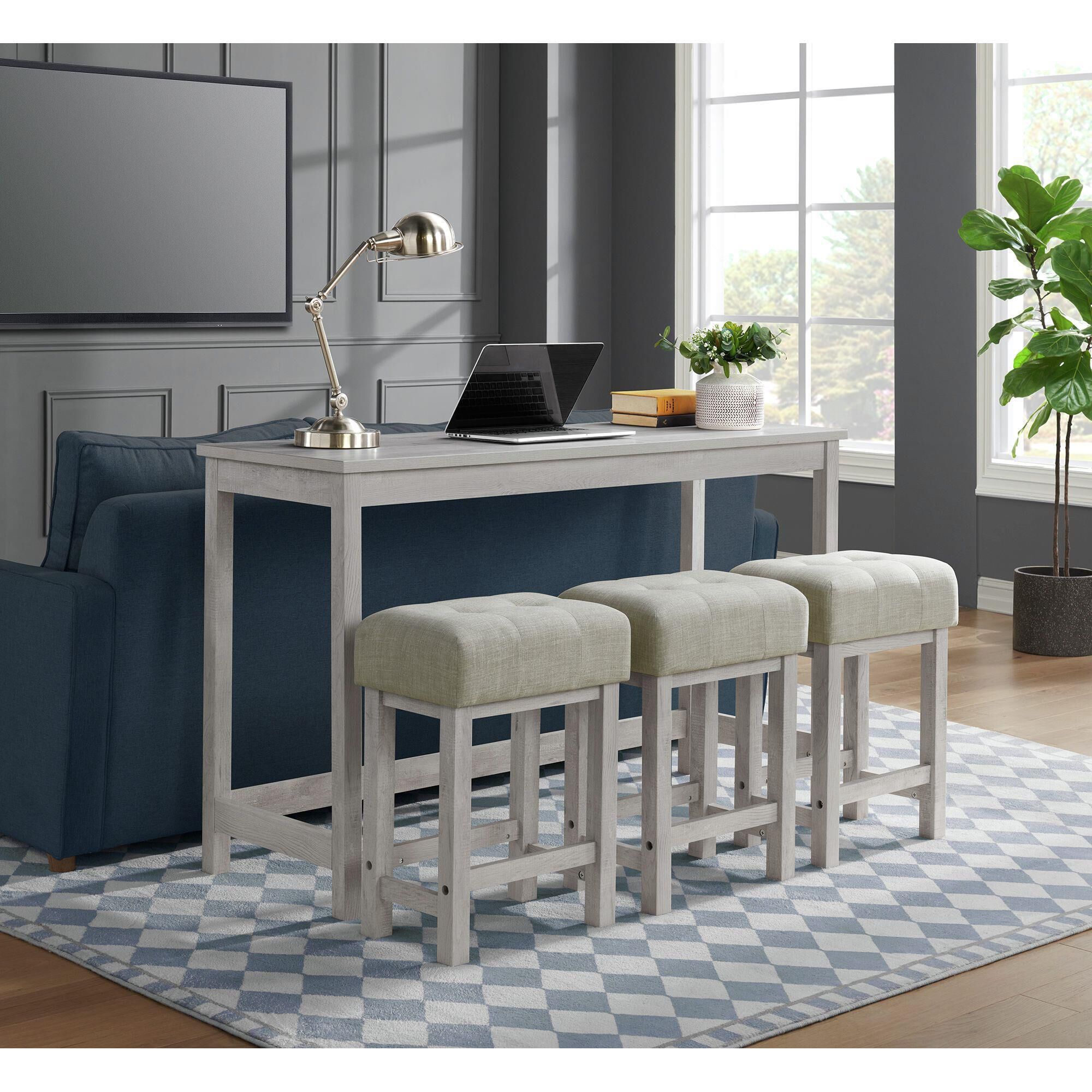 Mayberry Hill Eleanor Nesting Bar Table with 3 Stools in Light Grey NFM