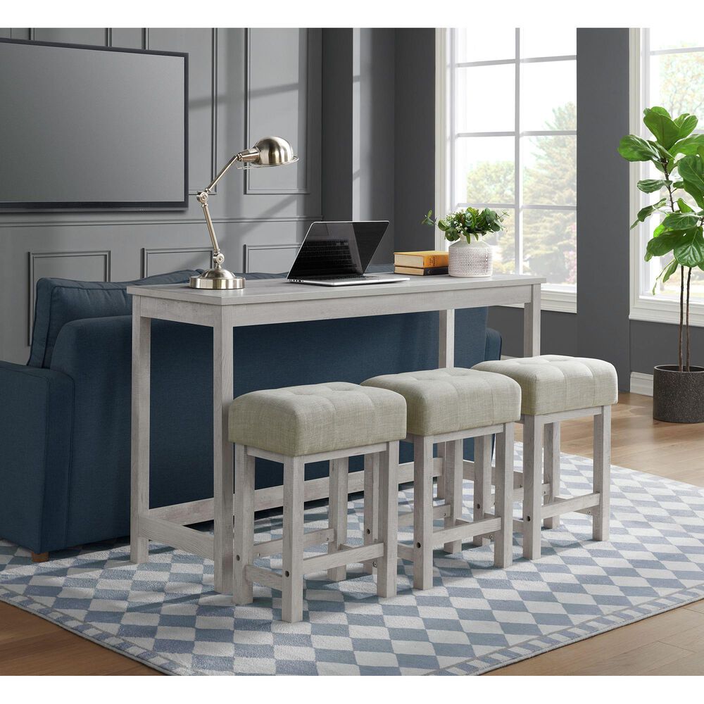 Mayberry Hill Eleanor Nesting Bar Table with 3 Stools in Light Grey, , large