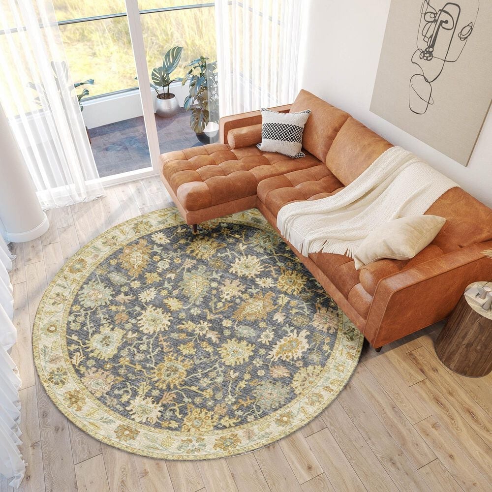 Dalyn Rug Company Hatay HY2 8&#39; Round Gray Area Rug, , large