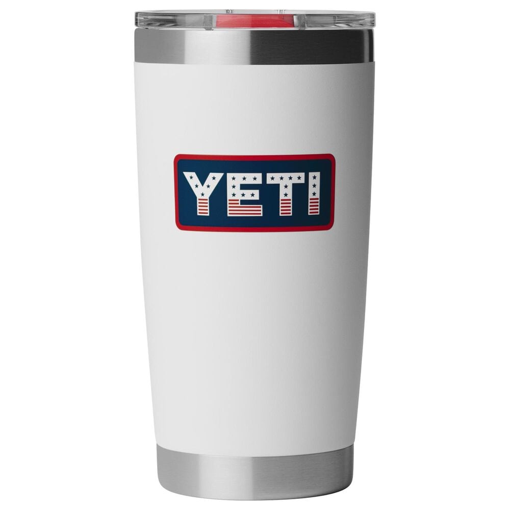 YETI Rambler 20 Oz Tumbler with Magslider Lid in White and Badge, , large