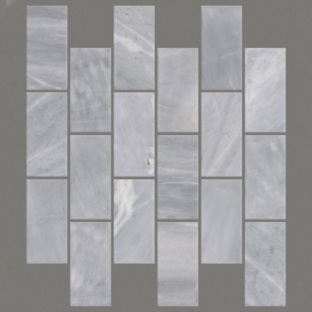 Shaw Eterna Como Bardiglio 2" x 4" on 12" x 12.5" Natural Stone Mosaic Sheet, , large